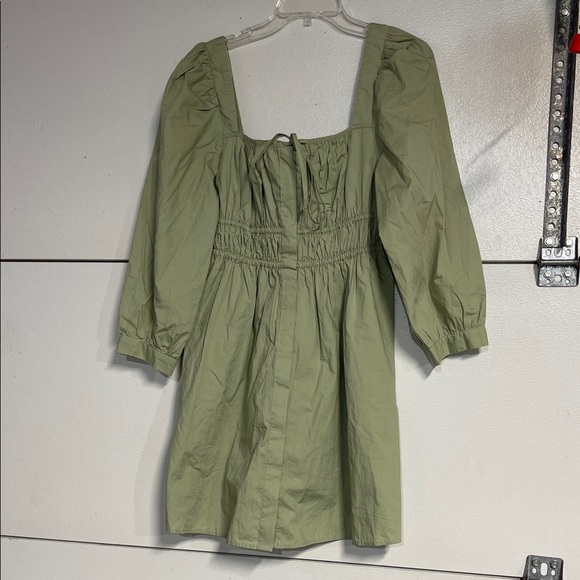 J CREW WOMENS CINCHED WAIST COTTON POPLIN DRESS GREEN 12 PETITE BG485 - Picture 3 of 9